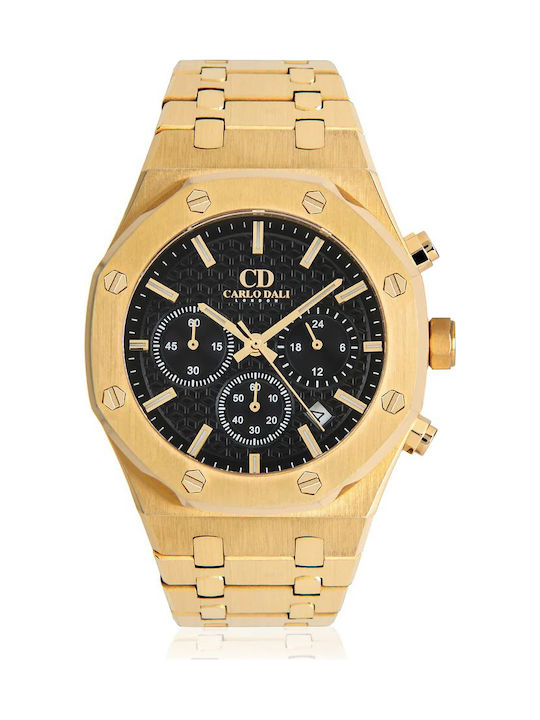 Carlo Dali Uhr Chronograph Batterie mit Gold Metallarmband