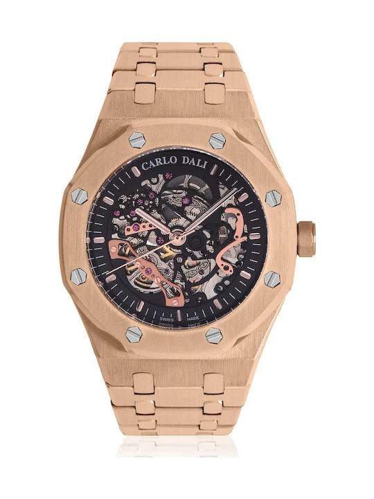 Carlo Dali Uhr Batterie mit Rose Gold Metallarmband