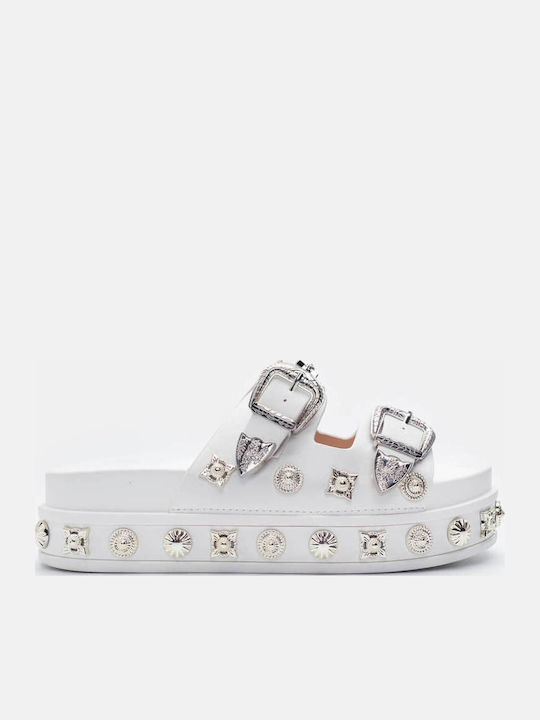 Luigi Γυναικεία Σανδάλια Flatforms Λευκά