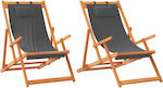 vidaXL Liegestuhl-Sessel Strand mit Neigung 3 Steckplätze Gray Set 2Stück
