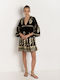 Greek Archaic Kori Sommer Mini Kleid Black/Gold