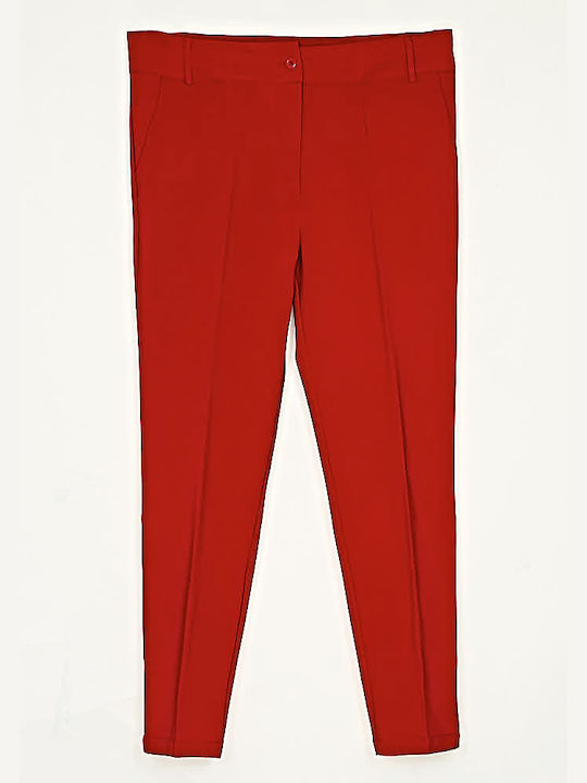Cuca Damen Stoff Hose in Gerader Linie RED