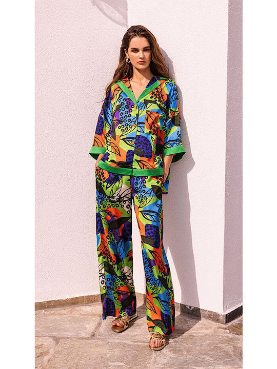 Nema Resort Wear Damen MULTICOLOUR Set mit Hose mit Gummizug in Normaler Passform