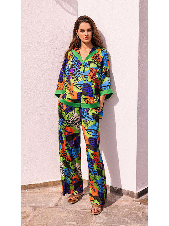 Nema Resort Wear Femei MULTICOLOUR Set cu Pantaloni cu Elastic cu Croială Normală