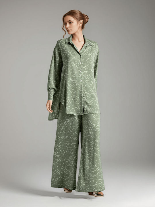 Noobass Women's Mint Set with High-waisted Trousers