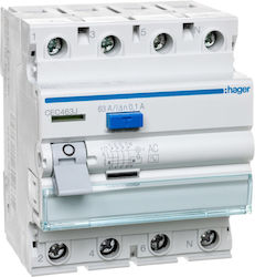 Hager Реле Изтичане На Земя 4x63A 400V