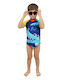 Waves Kinder Badeanzug Rashguard Blue