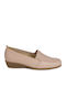 Leather Women's Loafers in Beige Color