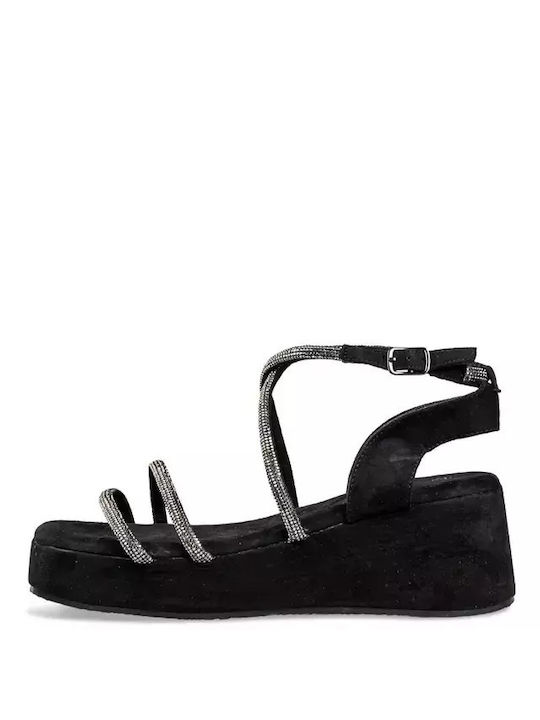 Envie Shoes Women's Synthetic Leather Ankle Strap Platforms Black