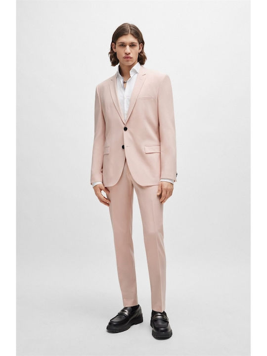 Hugo Boss Ανδρικό Κοστούμι με Στενή Εφαρμογή Pink