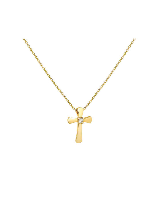 Damen Gold Kreuz 14K mit Kette