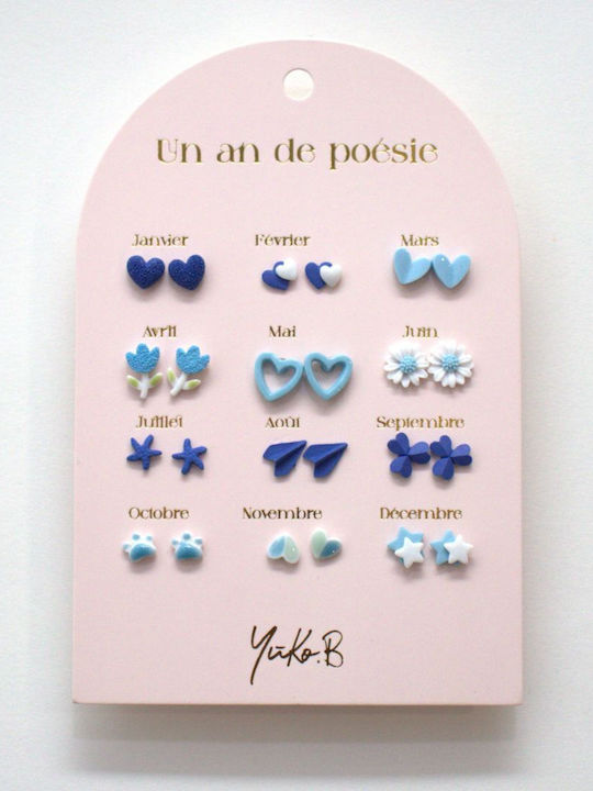 Yuko.b Καρτέλα 12 Ζευγάρια Σκουλαρίκια A Year Blue Poetry