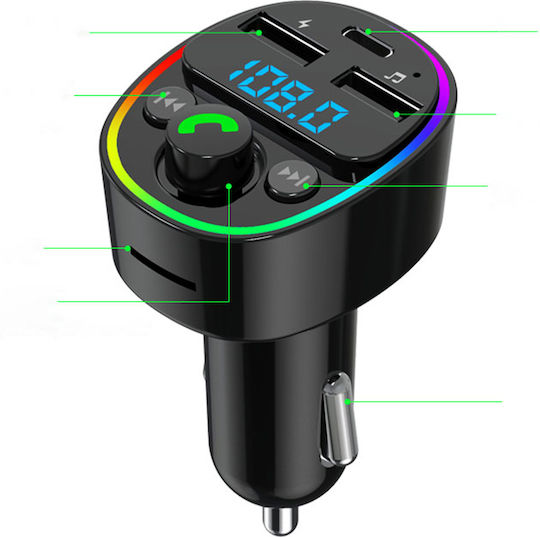 Earldom FM предавател за кола с Bluetooth / USB / Type-C