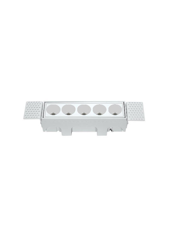 Zambelis Lights Rectangle Recessed Spot with Integrated LED and Warm White Light White 14.5x6cm. 1pcs