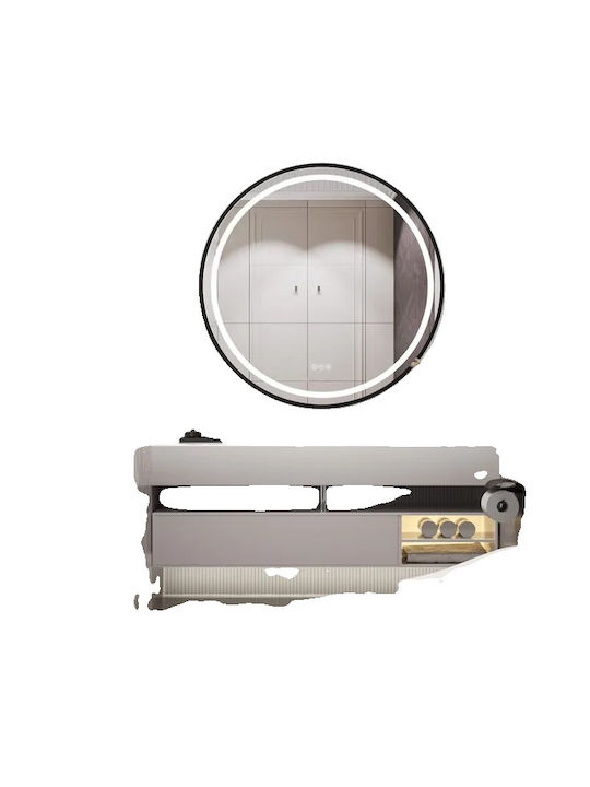 Vergrößerung Runder Badezimmerspiegel LED Berührung Schwarz
