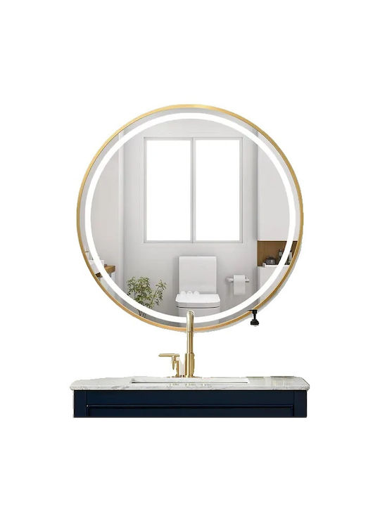 Magnifying Round Bathroom Mirror Led Touch Gold