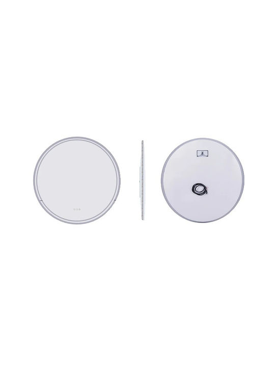 Magnifying Round Bathroom Mirror Led Touch Gray