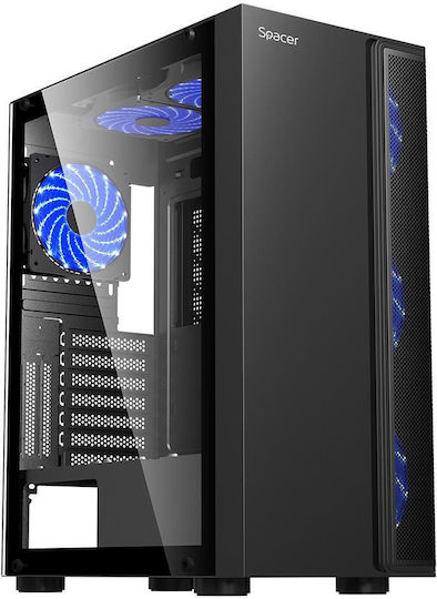 Spacer SPCS-GC-ICE-HERO Gaming Midi Tower Κουτί Υπολογιστή με Πλαϊνό Παράθυρο Μαύρο