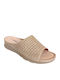 Leather Women's Flat Sandals Anatomic in Beige Color