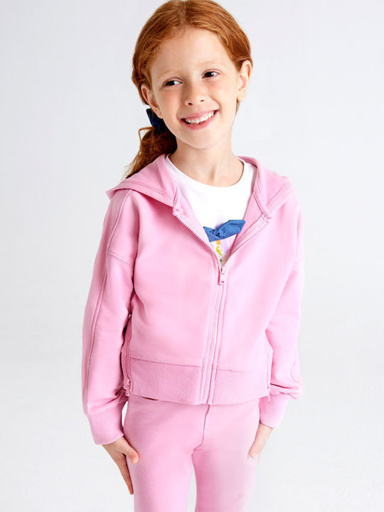 Kinderstrickjacke Baumwolle mit Kapuze Lila