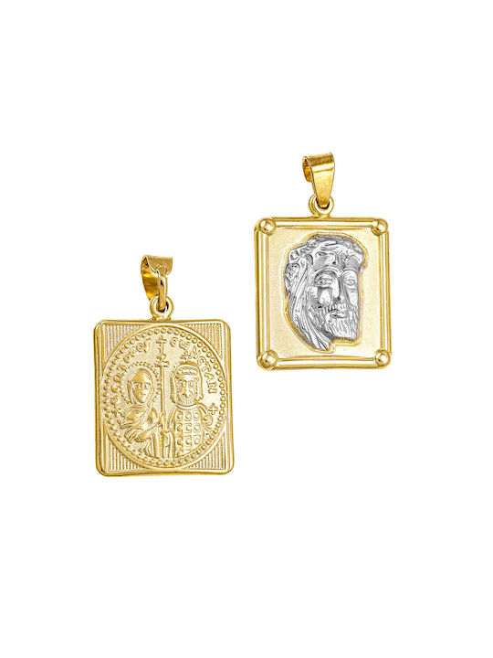 Pendant Kids Talisman Double Sided Constantine from Gold 14K AMU120TH4