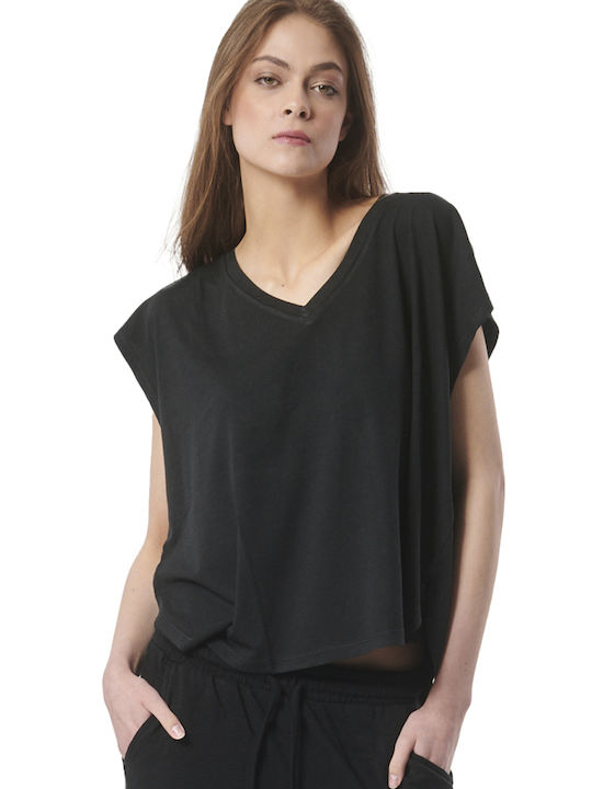 Body Action Women's Blouse Cotton Sleeveless Black