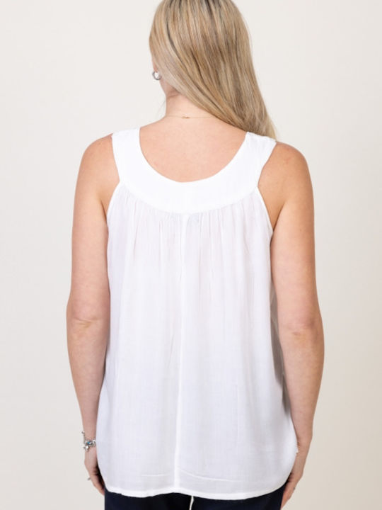 Pronomio pentru Femei Bluză Fără mâneci White