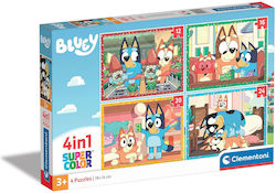 449140 Clementoni Kids Puzzle 4 In 1 Super Color Bluey 12-16-20-24 Pieces