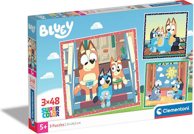 449135 Clementoni Kids Puzzle Super Color Bluey 3x48 Pieces