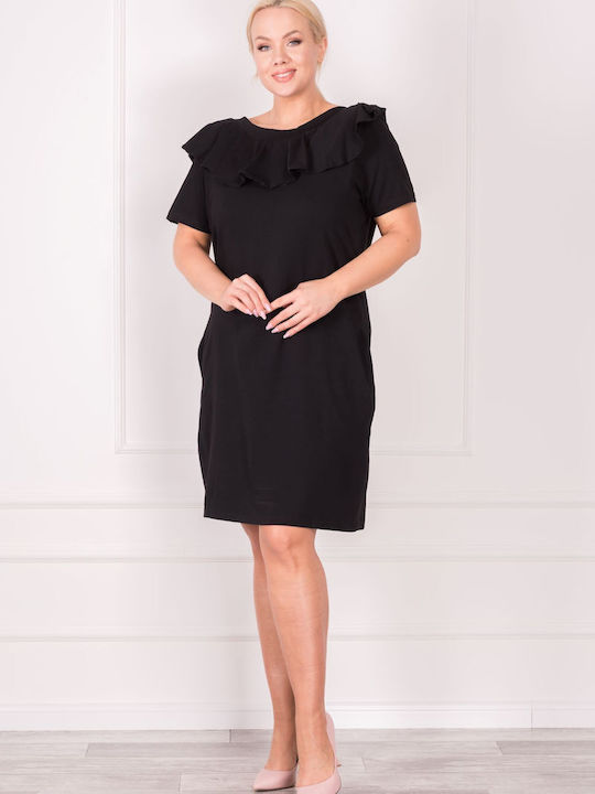 Remix Dress with Ruffle Black