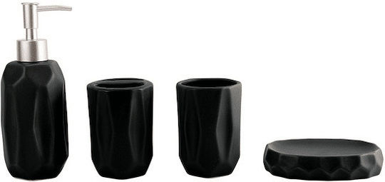 ForHome Badezimmerzubehör-Set Keramik Schwarz 4 Stück ForHome Badezimmerzubehör-Set Keramik Schwarz 4 Stück