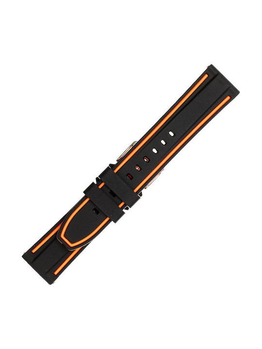 Curea din Cauciuc Negru Portocaliu 24mm Kostelo
