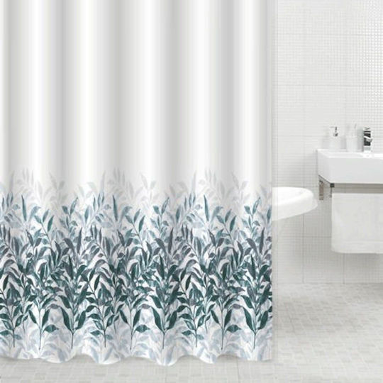 Ankor Shower Curtain 180x200cm Petroleum Leaves
