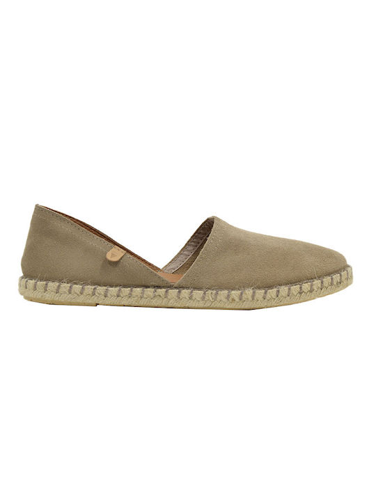 Verbenas Carmen Serraje Lederne Damen Espadrilles in Beige Farbe