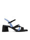 Leather Sandals Black/Light Blue