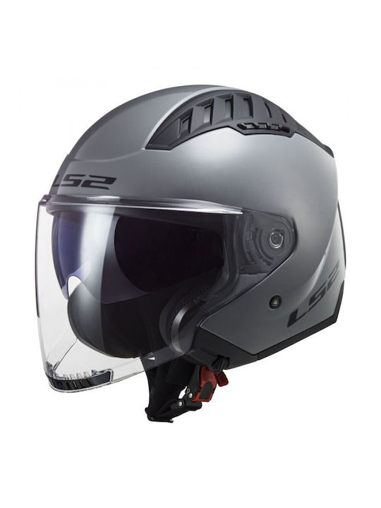 LS2 Copter Solid Gloss Nardo Grey Κράνος Μηχανής Jet ECE 22.05 1250gr με Sunvisor