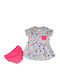 Smile Mermaid Mädchenkleid Kurzärmelig Kinderbekleidungssets Mit Slip Grau