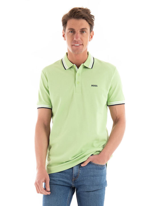 Hugo Boss Bluza Bărbătească cu Mânecă Scurtă Polo Verde deschis