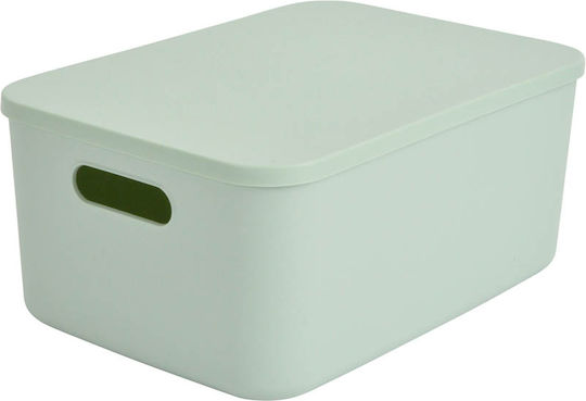 Plastic Storage Box with Lid Green 34.9x24.8x15.5cm 1pcs