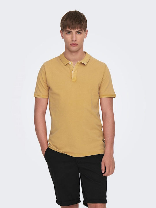 Only & Sons Bluza pentru bărbați cu mâneci scurte Polo Yellow