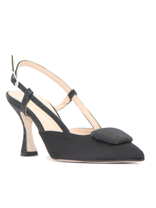 Ellen Synthetic Leather Black Medium Heels