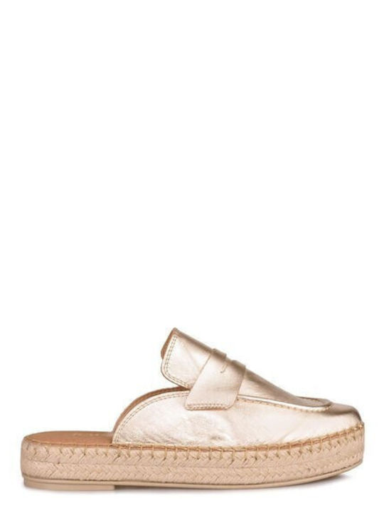 Ragazza Heel Leather Mules Gold