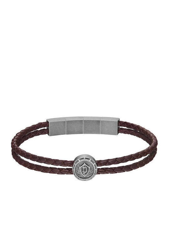 Police Crest Bracelet Stainless Steel Leather B...