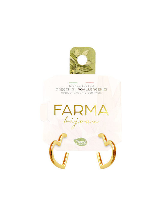 Farma Bijoux Subaltern Earrings Hearts Gold Plated 20mm