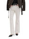High Waist Women's Jean Trousers in Bootcut Fit Ecru