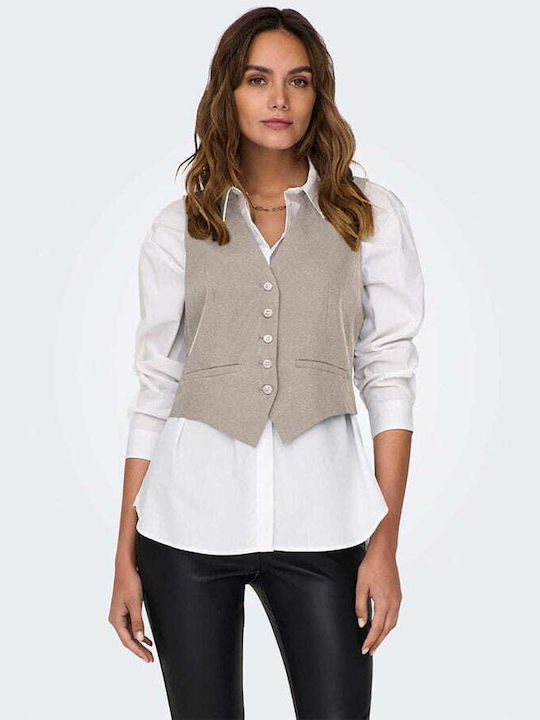 Only Women's Vest with Buttons Gray