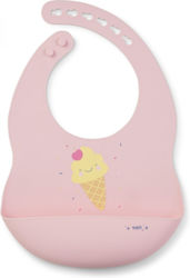 Saro Waterproof Bib Silicone with Button & Pocket Pink