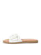 Leather Women's Flat Sandals in White Color