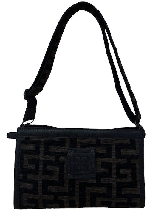 Midneto Erofili Braun Schwarz Chenille Labyrinth Tasche