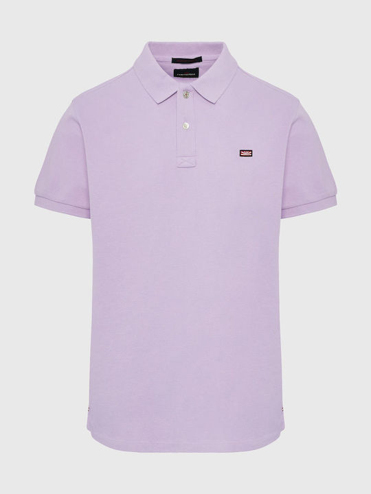 Funky Buddha Bluza pentru bărbați cu mâneci scurte Polo Pastel Lavender FBM009-001-11-PASTEL-LAVENDER